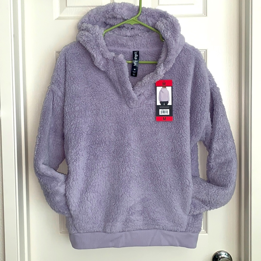 Lukka Lux Ladies Sherpa Pullover Hoodie color Lilac Long Sleeve NEW